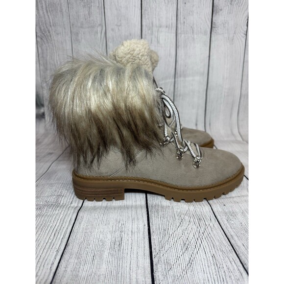 NINE WEST Gray Faux Suede Fur Trim Hiking  Boots by Nine West SZ 7.5 - Picture 2 of 15